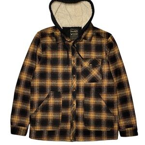 SUNRISE KINGDOM Shirt Jacket Hoodie Mens Medium Polar Fleece Lined Sherpa Plaid
